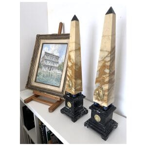 Coppia Obelischi Marmo Roma inizio XX secolo 6